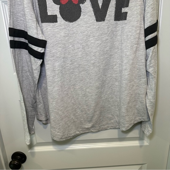 Disney Grey “Love” Scoop Neck Varsity Striped Long Sleeve Top size 2XL - Picture 5 of 8
